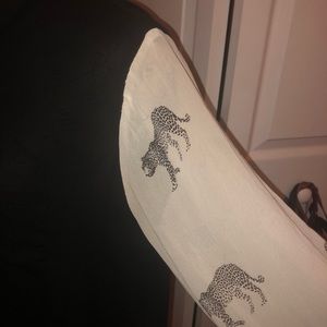 Large black blouse with white sheer tiger sleeves